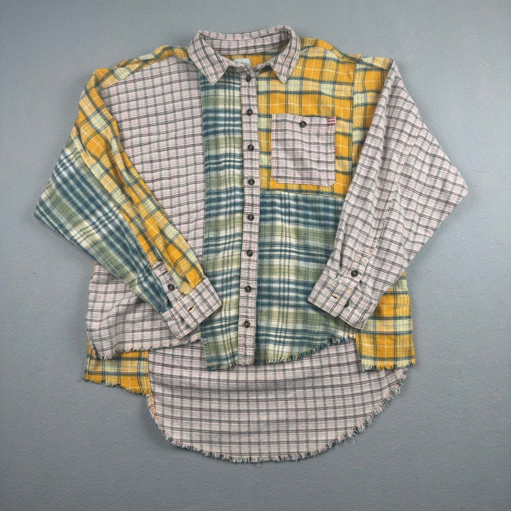 BDG Urban Outfitters Flannel Button Down Shirt Medium Multicolor Patchwork Plaid
